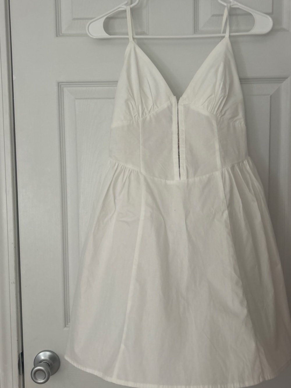 Valia White Smocked Waist Spaghetti Strap Dress